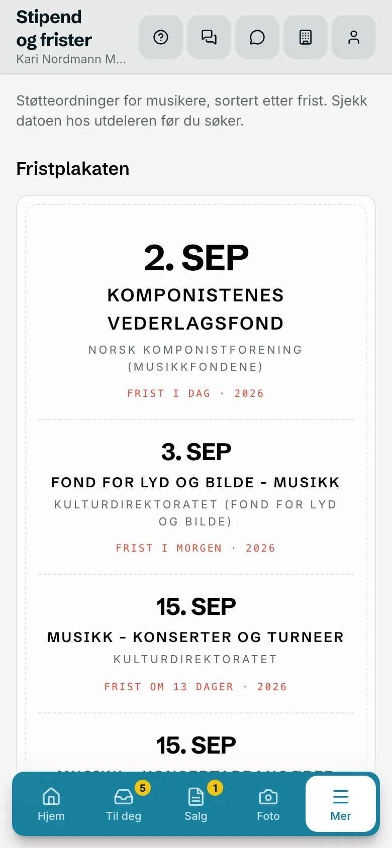 Fristplakaten i Klapp: de nærmeste søknadsfristene for musikere og komponister