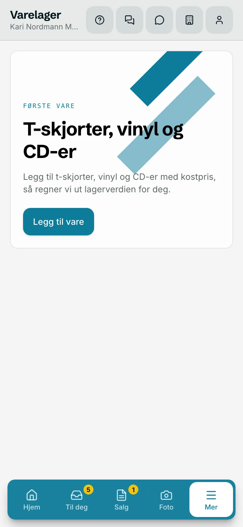 Varelager i Klapp for t-skjorter, vinyl og CD-er